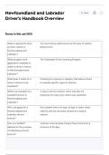 Newfoundland and Labrador Driver's Handbook Overview Exam Questions and Answers 100&percnt; Pass &vert;Verified & Updated&vert;ACTUAL 2025&sol;2026 Cheat Sheet