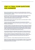 CEM 141 FINAL EXAM QUESTIONS AND ANSWERS 