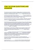 CEM 100 EXAM QUESTIONS AND ANSWERS 