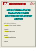 ACTION PERSONAL TRAINER EXAM ACTUAL 2025&sol;2026 QUESTIONS AND 100&percnt; CORRECT ANSWERS