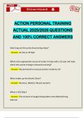 ACTION PERSONAL TRAINING ACTUAL 2025&sol;2026 QUESTIONS AND 100&percnt; CORRECT ANSWERS