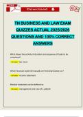 TN BUSINESS AND LAW EXAM QUIZZES ACTUAL 2025&sol;2026 QUESTIONS AND 100&percnt; CORRECT ANSWERS