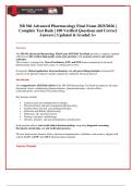 NR 566 Advanced Pharmacology Final Exam 2025&sol;2026 &vert;  Complete Test Bank &vert; 100 Verified Questions and Correct  Answers &vert; Updated & Graded A&plus; 