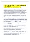 CEM 100 Section 3 Exam Questions with 100&percnt; Correct Answers 