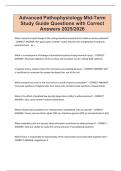 ADVANCED PATHOPHYSIOLOGY MIDTERM NUR 6501 WALDEN UNIVERSITY- COMPLETE ACTUAL QUESTIONS WITH CORRECT ANSWERS 2025