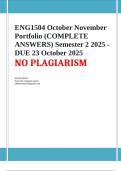 ENG1504 October November Portfolio &lpar;COMPLETE ANSWERS&rpar; Semester 2 2025 - DUE 23 October 2025