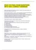 EDUC 210 FINAL EXAM QUESTIONS WITH 100&percnt; CORRECT ANSWERS 