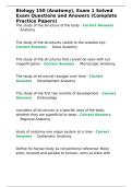 Biology 150 &lpar;Anatomy&rpar;&comma; Exam 1 Solved Exam Questions and Answers &lpar;Complete Practice Papers&rpar;