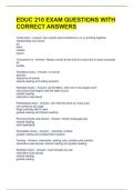 EDUC 210 EXAM QUESTIONS WITH CORRECT ANSWERS 