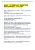 EDUC 210 TEST BANK QUESTIONS WITH CORRECT ANSWERS 