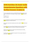D440 Nutrition OA Study Guide Comprehensive Questions with Verified Answers Graded A&plus;