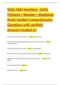 WGU HESI Nutrition - D440 &lpar;Victoria &plus; Kareem &plus; Stephanie Study Guides&rpar; Comprehensive Questions with Verified Answers Graded A&plus;