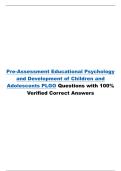 Pre-Assessment Educational Psychology and Development of Children and Adolescents PLGO