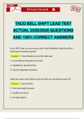 TACO BELL SHIFT LEAD TEST ACTUAL 2025&sol;2026 QUESTIONS AND 100&percnt; CORRECT ANSWERS