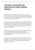 LETRS UNITS 1-4 EXAM PAPER 2026 QUESTIONS AND CORRECT ANSWERS GRADED A&plus;