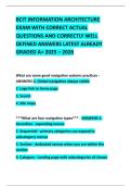 BCIT INFORMATION ARCHITECTURE EXAM WITH CORRECT ACTUAL QUESTIONS AND CORRECTLY WELL DEFINED ANSWERS LATEST ALREADY GRADED A&plus; 2025 &ndash; 2026