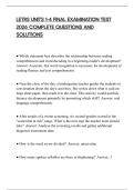 LETRS UNITS 1-4 FINAL EXAMINATION TEST 2026 COMPLETE QUESTIONS AND SOLUTIONS
