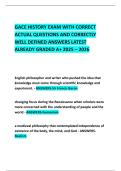 GACE HISTORY EXAM WITH CORRECT ACTUAL QUESTIONS AND CORRECTLY WELL DEFINED ANSWERS LATEST ALREADY GRADED A&plus; 2025 &ndash; 2026