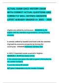 ACTUAL EXAM GACE HISTORY EXAM WITH CORRECT ACTUAL QUESTIONS AND CORRECTLY WELL DEFINED ANSWERS LATEST ALREADY GRADED A&plus; 2025 &ndash; 2026