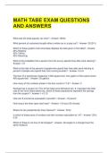 MATH TABE EXAM QUESTIONS AND ANSWERS 
