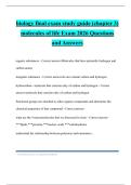 biology final exam study guide &lpar;chapter 3&rpar; molecules of life Exam 2026 Questions and Answers