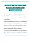 Xcel Testing Solutions- Life and Health Insurance- Weighted Exam 2026 Questions and Answers