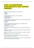 EDUC 210 EXAM REVIEW QUESTIONS WITH 100&percnt; VERIFIED ANSWERS 