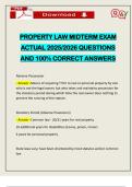 PROPERTY LAW MIDTERM EXAM ACTUAL 2025&sol;2026 QUESTIONS AND 100&percnt; CORRECT ANSWERS