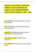 BIOLOGY 123 LAB EXAM 1 EXAM WITH CORRECT ACTUAL QUESTIONS AND CORRECTLY WELL DEFINED ANSWERS LATEST ALREADY GRADED A&plus; 2025 &ndash; 2026