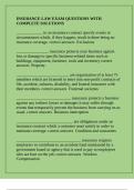 INSURANCE LAW EXAM QUESTIONS WITH COMPLETE SOLUTIONS