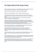 Six Sigma Black Belt Study Guide Questions and Answers 2025