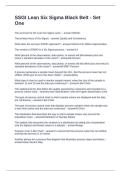 SSGI Lean Six Sigma Black Belt - Set One Questions with Accurate Answers