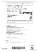 Pearson Edexcel International GCSE Mathematics A PAPER 2H Higher Tier &lpar; 4MA1&sol;2H &rpar; June 2025 &plus; Mark scheme