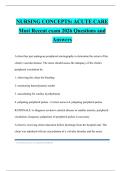 NURSING CONCEPTS&colon; ACUTE CARE Most Recent exam 2026 Questions and Answers