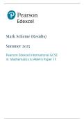 Pearson Edexcel International GCSE In Mathematics A &lpar;4MA1&rpar; Paper 1F Mark Scheme &lpar;Results&rpar; Summer 2025