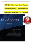 Test Bank for Psychology&colon; Themes and Variations&comma; 4th Canadian Edition by Wayne Weiten &vert; Complete Exam Prep & Study Resource &vert; Verified A&plus; Answers with Rationales &vert; All Chapters 1&ndash;16 Fully Covered &vert; 2025&ndash;2026 Updated PDF for Psychology Students and Instruc