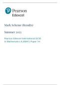 Pearson Edexcel International GCSE In Mathematics A &lpar;4MA1&rpar; Paper 1H Mark Scheme &lpar;Results&rpar; Summer 2025