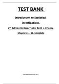 Test Bank for Introduction to Statistical Investigations&comma; 2nd Edition by Beth L&period; Chance &vert; Complete Verified Exam Prep & Study Guide &vert; All Chapters Covered with Answers and Rationales &vert; 2025&ndash;2026 Updated Statistics Question Bank &vert; Perfect for Data Analysis