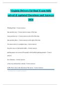 Virginia Drivers Ed final Exam fully solved & updated Questions and Answers 2026