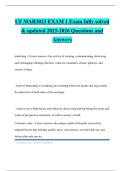 UF MAR3023 EXAM 1 Exam fully solved & updated 2025-2026 Questions and Answers