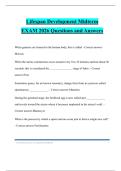 Lifespan Development Midterm EXAM 2026 Questions and Answers
