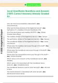 Local Anesthesia Questions and Answers  &lpar;100&percnt; Correct Answers&rpar; Already Graded  A&plus;