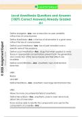 Local Anesthesia Questions and Answers  &lpar;100&percnt; Correct Answers&rpar; Already Graded  A&plus;