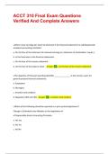 ACCT 310 Final Exam Questions Verified And Complete Answers &vert;&vert; 100&percnt;pass