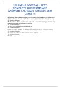 2025 NFHS FOOTBALL TEST COMPLETE QUESTIONS AND ANSWERS ALREADY PASSED 2025 LATEST