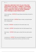 VIRGINIA DRIVERS TEST EXAM UPDATED  QUESTIONS AND 100&percnt; CORRECT ANSWERS  WITH A GUARANTEED A&plus;&vert;&vert; 2025-2026 LATEST  AND COMPLETE UPDATE WITH VERIFIED  SOLUTIONS&vert;&vert; GUARANTEED PASS&excl;&excl;