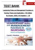  Test Bank for Leadership Roles and Management Functions in Nursing&comma; 10th Edition by Marquis & Huston