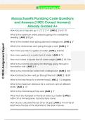 Massachusetts Plumbing Code Questions  and Answers &lpar;100&percnt; Correct Answers&rpar;  Already Graded A&plus; 