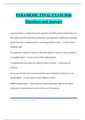 PARAMEDIC FINAL EXAM 2026 Questions and Answers