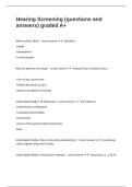 Hearing Screening &lpar;questions and answers&rpar; graded A&plus;
